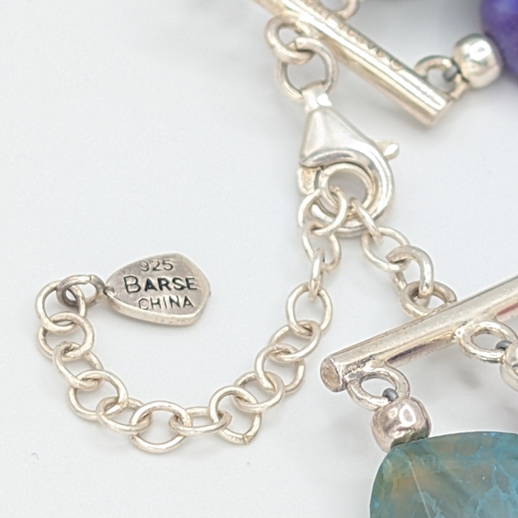 Barse 925 Dyed Agate Triple Strand Statement Necklace - Picture 6 of 7